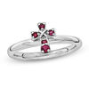 Thumbnail Image 1 of Stackable Expressions™ Lab-Created Ruby Cross Ring in Sterling Silver