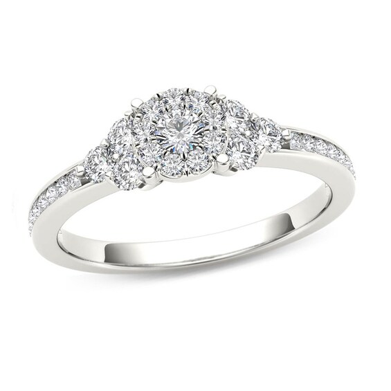 1/2 CT. T.W. Composite Diamond Tri-Sides Engagement Ring in 14K White Gold 1/2 CT. T.W. Composite Diamond Tri-Sides Engagement Ring in 14K White Gold