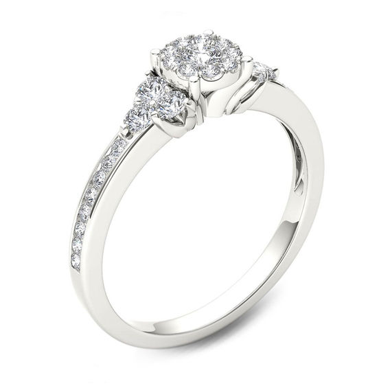 1/2 CT. T.W. Composite Diamond Tri-Sides Engagement Ring in 14K White Gold 1/2 CT. T.W. Composite Diamond Tri-Sides Engagement Ring in 14K White Gold