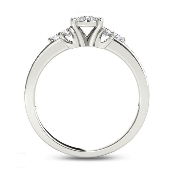 1/2 CT. T.W. Composite Diamond Tri-Sides Engagement Ring in 14K White Gold 1/2 CT. T.W. Composite Diamond Tri-Sides Engagement Ring in 14K White Gold