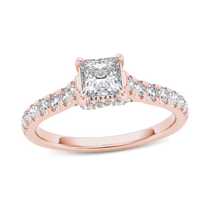 3/4 CT. T.W. Princess-Cut Diamond Engagement Ring in 14K Rose Gold