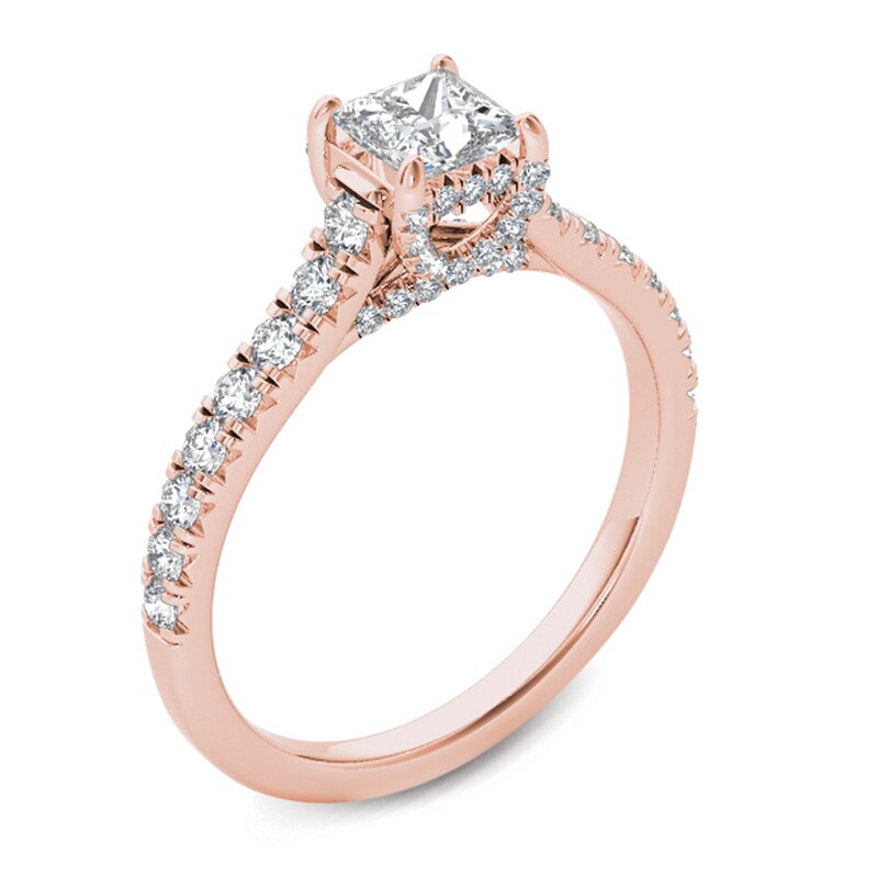 3/4 CT. T.W. Princess-Cut Diamond Engagement Ring in 14K Rose Gold