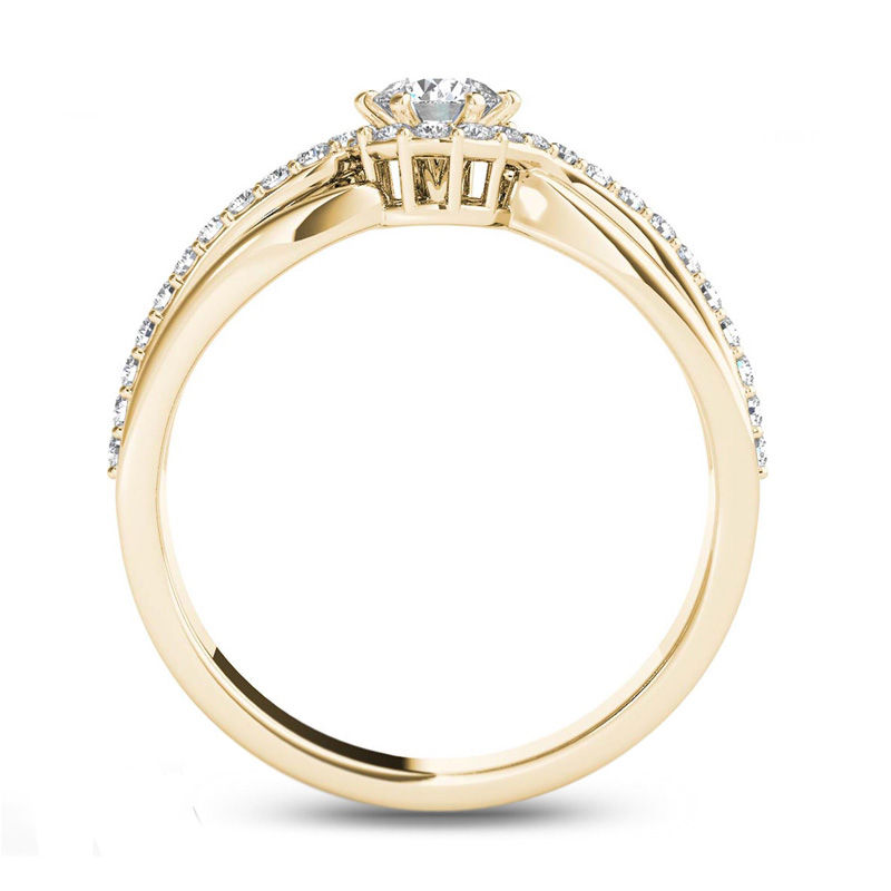 1/2 CT. T.W. Diamond Frame Swirl Engagement Ring in 14K Gold