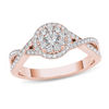 Thumbnail Image 1 of 1/2 CT. T.W. Diamond Frame Twist Shank Engagement Ring in 14K Rose Gold