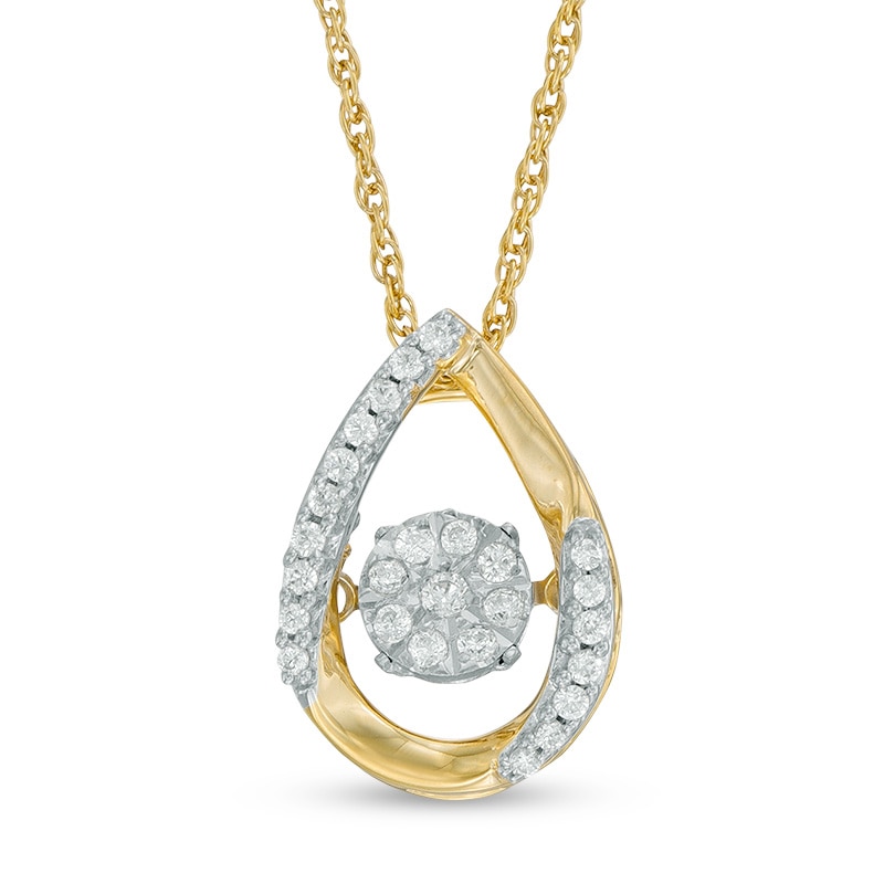 0.14 CT. T.W. Composite Diamond Teardrop Pendant in Sterling Silver with 14K Gold Plate