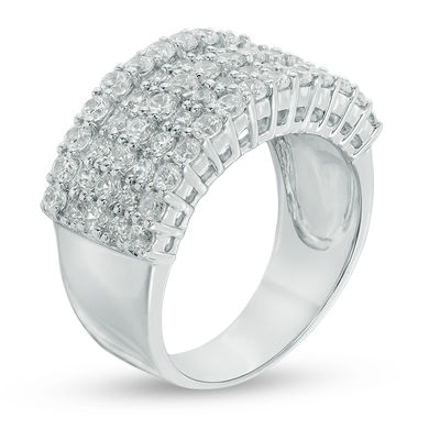 10K White Gold Diamond Anniversary Ring Dual Row Band .15ct Ring Sizes 5-9 
