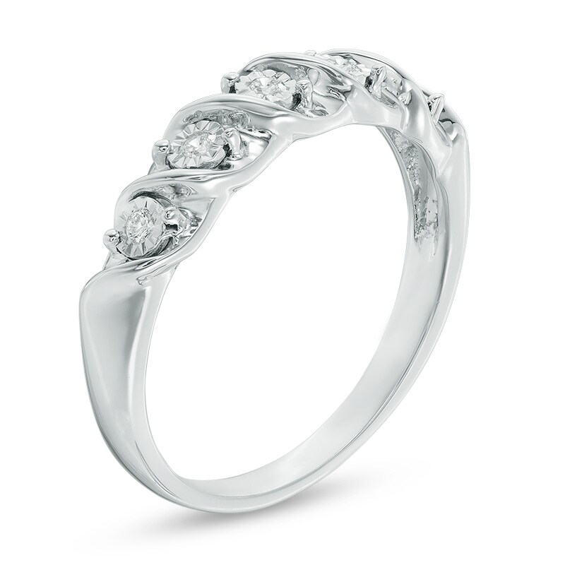 Diamond Accent Five Stone "S" Anniversary Band in 10K White Gold