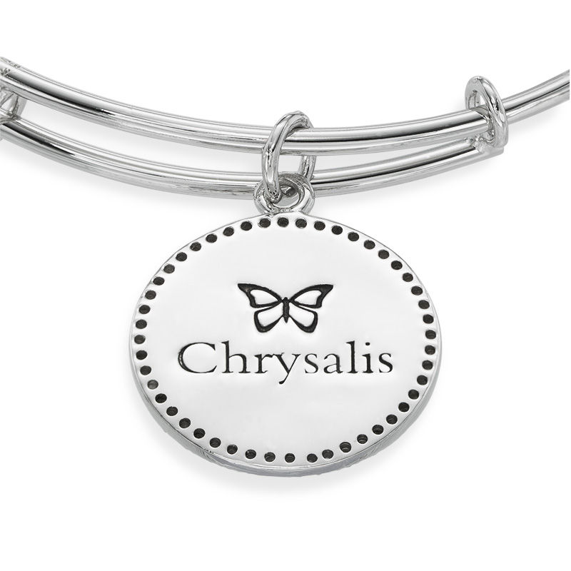 Main Image 2 of Chrysalis Cubic Zirconia Initial "G" Charm Adjustable Bangle in Sterling Silver