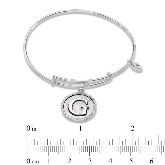 Chrysalis Cubic Zirconia Initial "G" Charm Adjustable Bangle in Sterling Silver