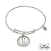 Thumbnail Image 1 of Chrysalis Cubic Zirconia Initial "I" Charm Adjustable Bangle in Sterling Silver