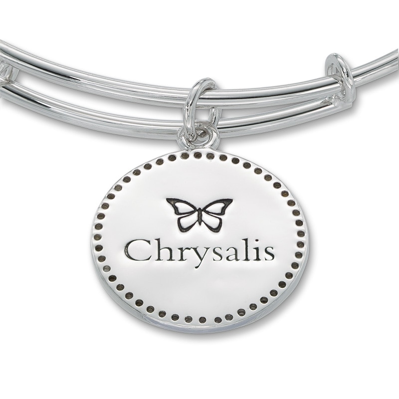 Main Image 2 of Chrysalis Cubic Zirconia Initial "I" Charm Adjustable Bangle in Sterling Silver