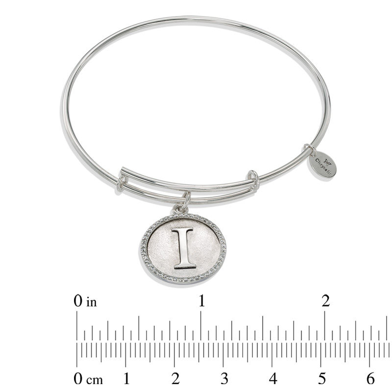 Main Image 4 of Chrysalis Cubic Zirconia Initial "I" Charm Adjustable Bangle in Sterling Silver