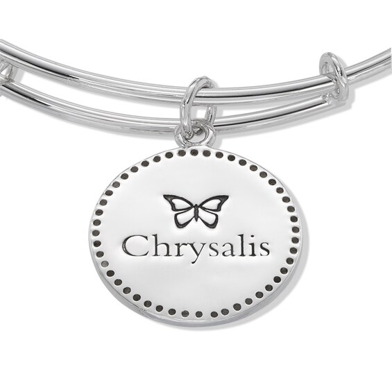 Chrysalis Cubic Zirconia Initial "Q" Charm Adjustable Bangle in Sterling Silver