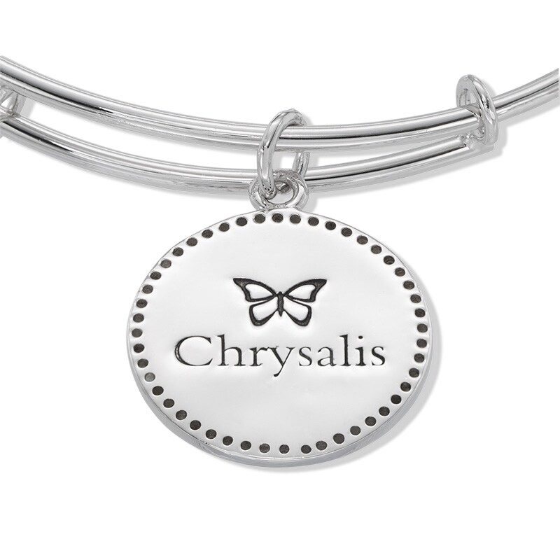 Main Image 2 of Chrysalis Cubic Zirconia Initial "Q" Charm Adjustable Bangle in Sterling Silver