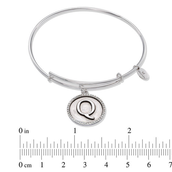 Chrysalis Cubic Zirconia Initial "Q" Charm Adjustable Bangle in Sterling Silver