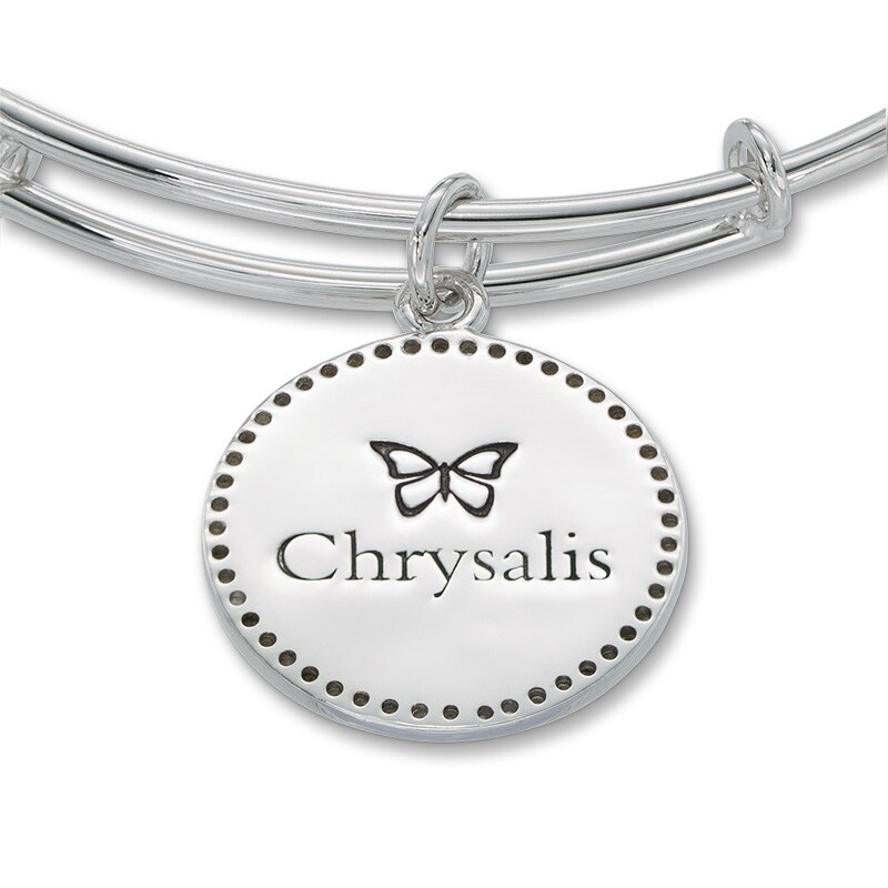 Chrysalis Cubic Zirconia Initial "U" Charm Adjustable Bangle in Sterling Silver