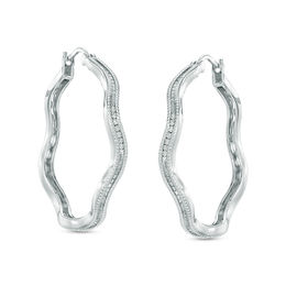 Clearance Earrings Zales T W Diamond Wavy Hoop Earrings In Sterling Silver