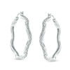Thumbnail Image 1 of 1/10 CT. T.W. Diamond Wavy Hoop Earrings in Sterling Silver