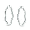Thumbnail Image 2 of 1/10 CT. T.W. Diamond Wavy Hoop Earrings in Sterling Silver