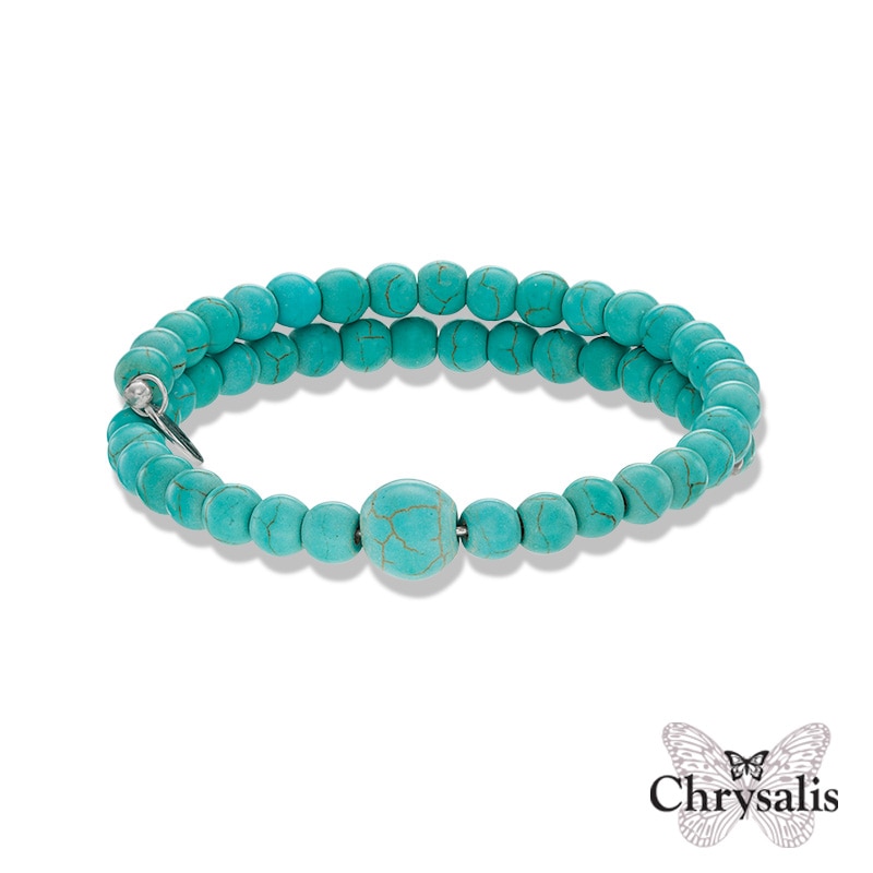 Chrysalis 10.0mm Created Turquoise Adjustable Bangle in Stainless Steel