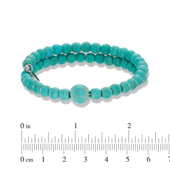 Chrysalis 10.0mm Created Turquoise Adjustable Bangle in Stainless Steel