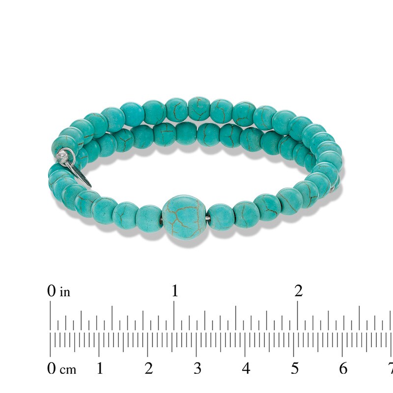 Main Image 2 of Chrysalis 10.0mm Created Turquoise Adjustable Bangle in Stainless Steel