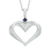 Thumbnail Image 1 of The Kindred Heart from Vera Wang Love Collection Diamond Accent and Blue Sapphire Pendant in Sterling Silver