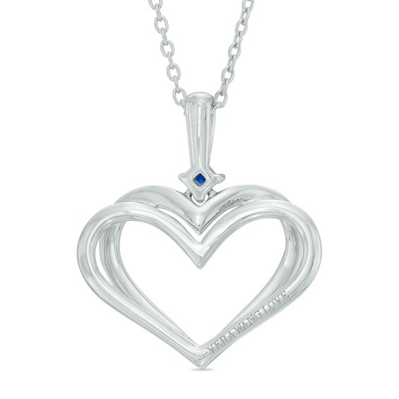 The Kindred Heart from Vera Wang Love Collection Diamond Accent and Blue Sapphire Pendant in Sterling Silver
