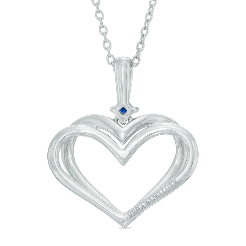 Main Image 2 of The Kindred Heart from Vera Wang Love Collection Diamond Accent and Blue Sapphire Pendant in Sterling Silver