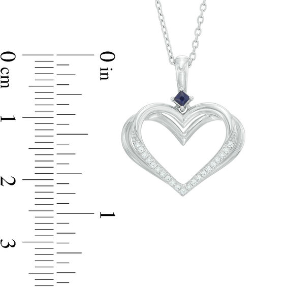 The Kindred Heart from Vera Wang Love Collection Diamond Accent and Blue Sapphire Pendant in Sterling Silver
