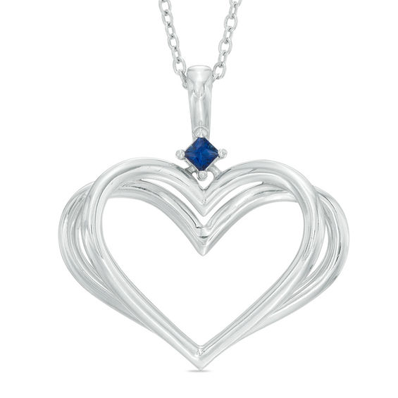 The Kindred Heart from Vera Wang Love Collection Blue Sapphire Pendant in Sterling Silver