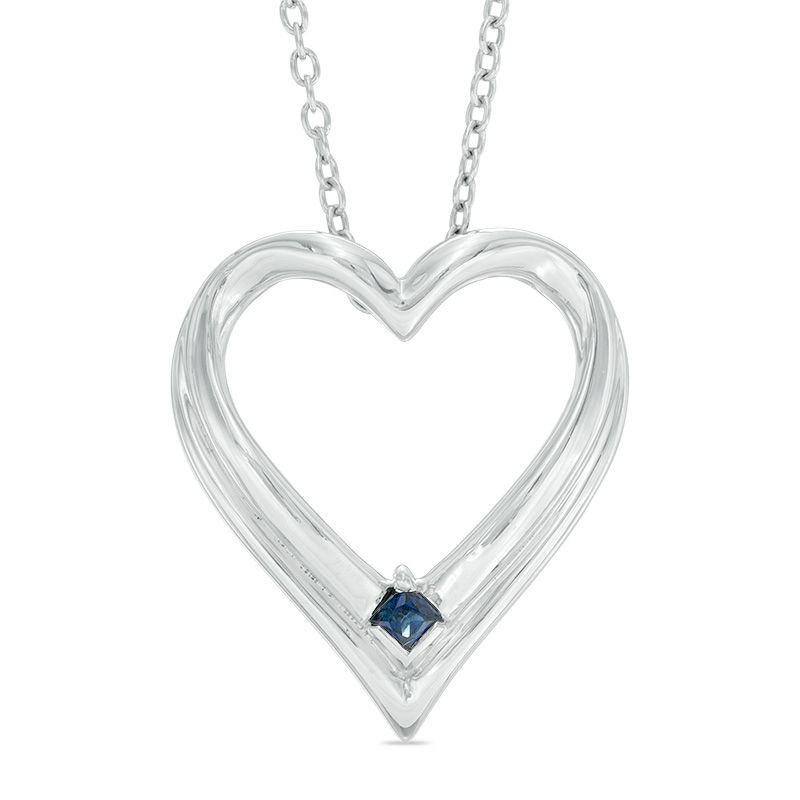 Main Image 1 of Vera Wang Love Collection Blue Sapphire Heart Pendant in Sterling Silver