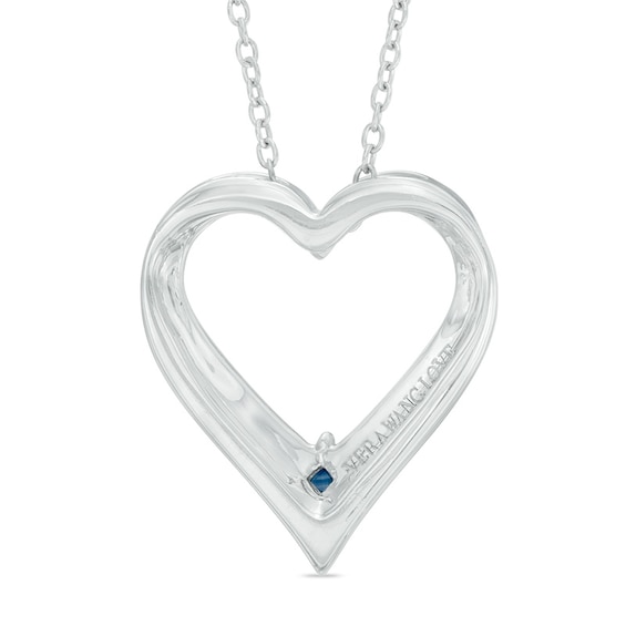 Vera Wang Love Collection Blue Sapphire Heart Pendant in Sterling Silver