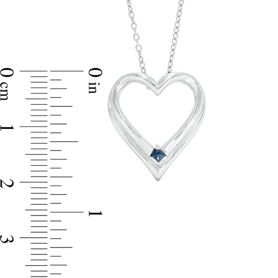 Vera Wang Love Collection Blue Sapphire Heart Pendant in Sterling Silver