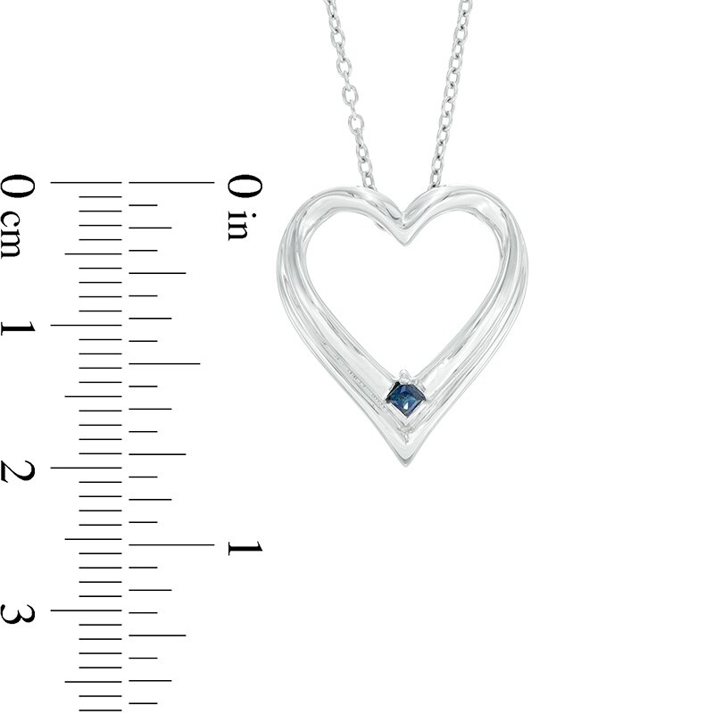 Main Image 3 of Vera Wang Love Collection Blue Sapphire Heart Pendant in Sterling Silver