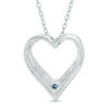 Thumbnail Image 2 of Vera Wang Love Collection 1/10 CT. T.W. Diamond and Blue Sapphire Heart Pendant in Sterling Silver