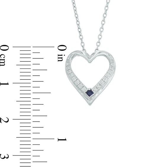 Vera Wang Love Collection 1/10 CT. T.w. Diamond and Blue Sapphire Heart Pendant in Sterling Silver