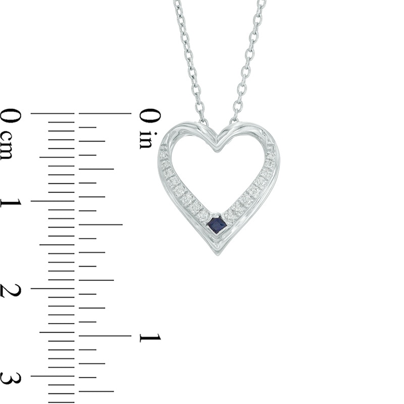 Main Image 3 of Vera Wang Love Collection 1/10 CT. T.W. Diamond and Blue Sapphire Heart Pendant in Sterling Silver