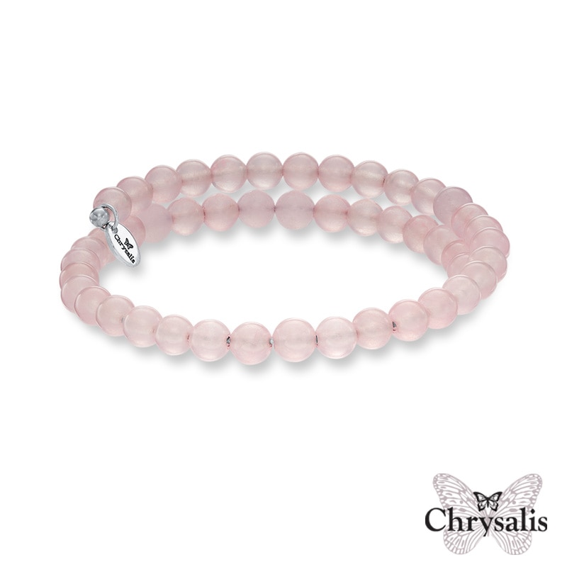 Main Image 1 of Chrysalis 6.0mm Rose Quartz Adjustable Bangle in Stainless Steel