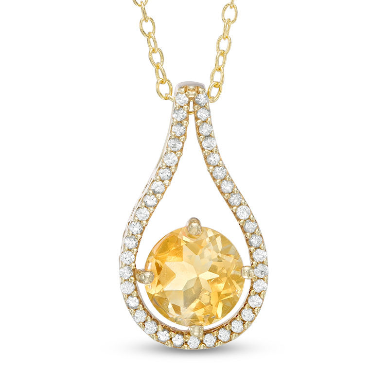 7 0mm Citrine And Lab Created White Sapphire Teardrop Pendant In 7 0mm Citrine And Lab Created White Sapphire Teardrop Pendant In Sterling Silver With 14k Gold Plate
