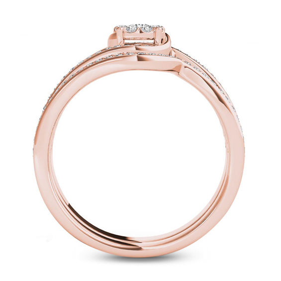 1/2 CT. T.w. Composite Diamond Flower Bypass Bridal Set in 14K Rose Gold