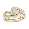 Thumbnail Image 1 of 1/2 CT. T.W. Composite Diamond Flower Bypass Bridal Set in 14K Gold
