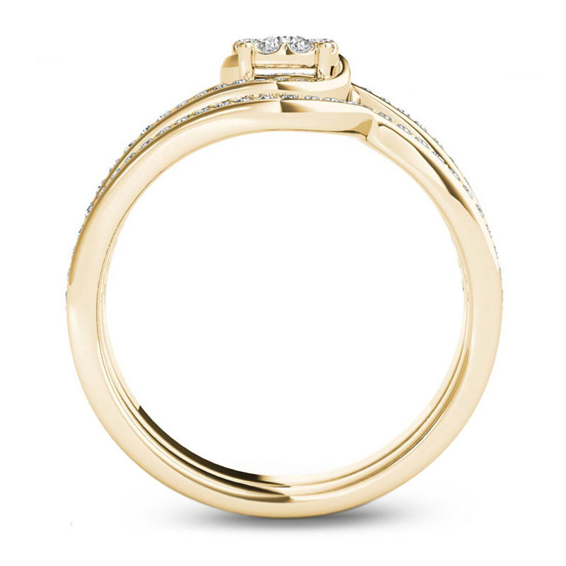 1/2 CT. T.W. Composite Diamond Flower Bypass Bridal Set in 14K