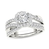Thumbnail Image 1 of 1 CT. T.W. Diamond Swirl Bypass Bridal Set in 14K White Gold