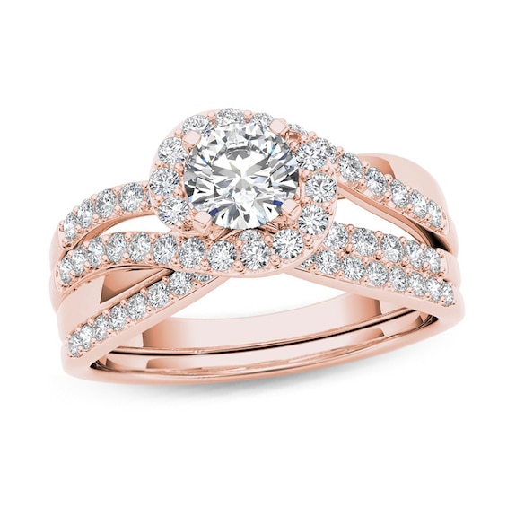 1 CT. T.W. Diamond Swirl Bypass Bridal Set in 14K Rose Gold 1 CT. T.W. Diamond Swirl Bypass Bridal Set in 14K Rose Gold