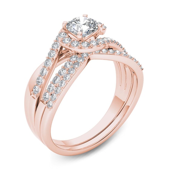 1 CT. T.W. Diamond Swirl Bypass Bridal Set in 14K Rose Gold 1 CT. T.W. Diamond Swirl Bypass Bridal Set in 14K Rose Gold