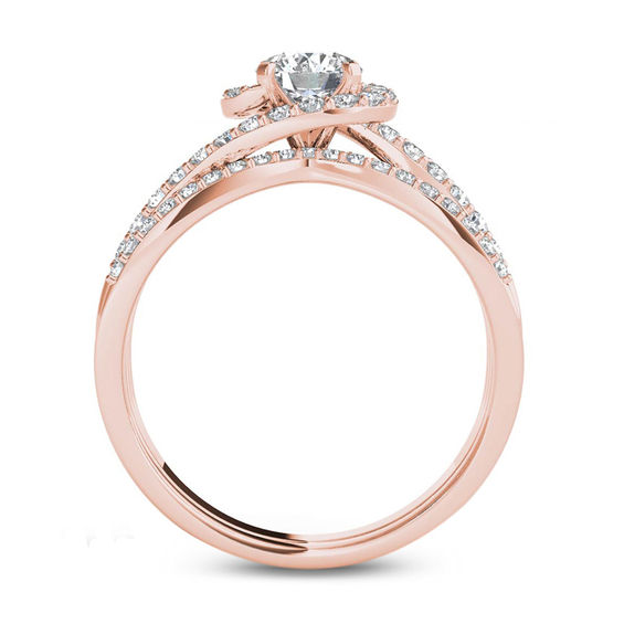 1 CT. T.W. Diamond Swirl Bypass Bridal Set in 14K Rose Gold 1 CT. T.W. Diamond Swirl Bypass Bridal Set in 14K Rose Gold