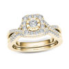 Thumbnail Image 0 of 3/8 CT. T.W. Diamond Cushion Frame Twist Bridal Set in 14K Gold