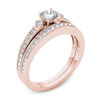 Thumbnail Image 1 of 1 CT. T.W. Diamond Tapered Shank Bridal Set in 14K Rose Gold