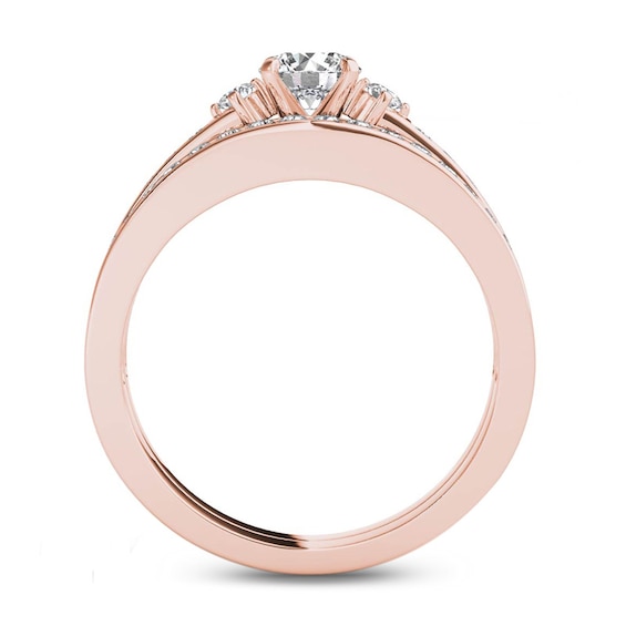 1 CT. T.w. Diamond Tapered Shank Bridal Set in 14K Rose Gold